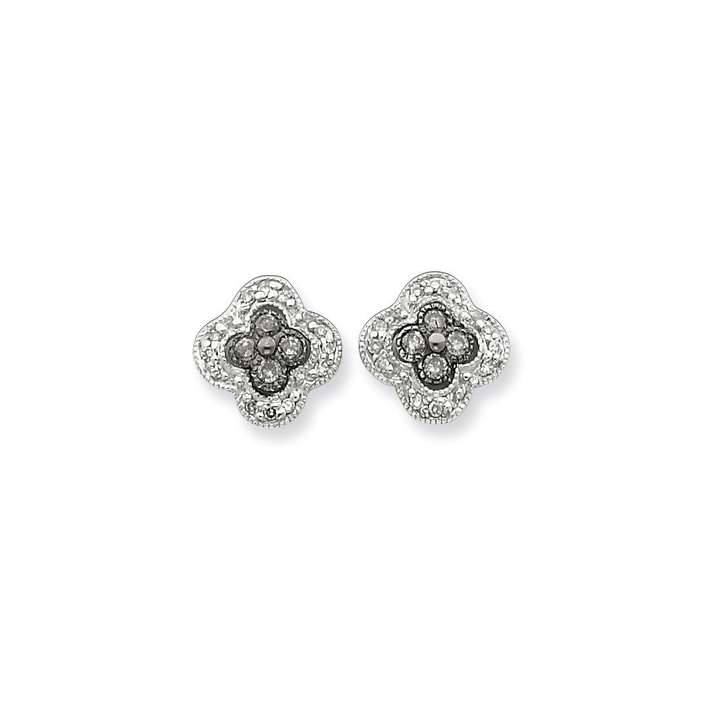 Sterling Silver Black & White Diamond Earrings