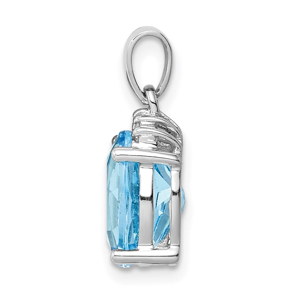 Sterling Silver Rhodium-Plated Sky Blue Topaz Diamond Pendant