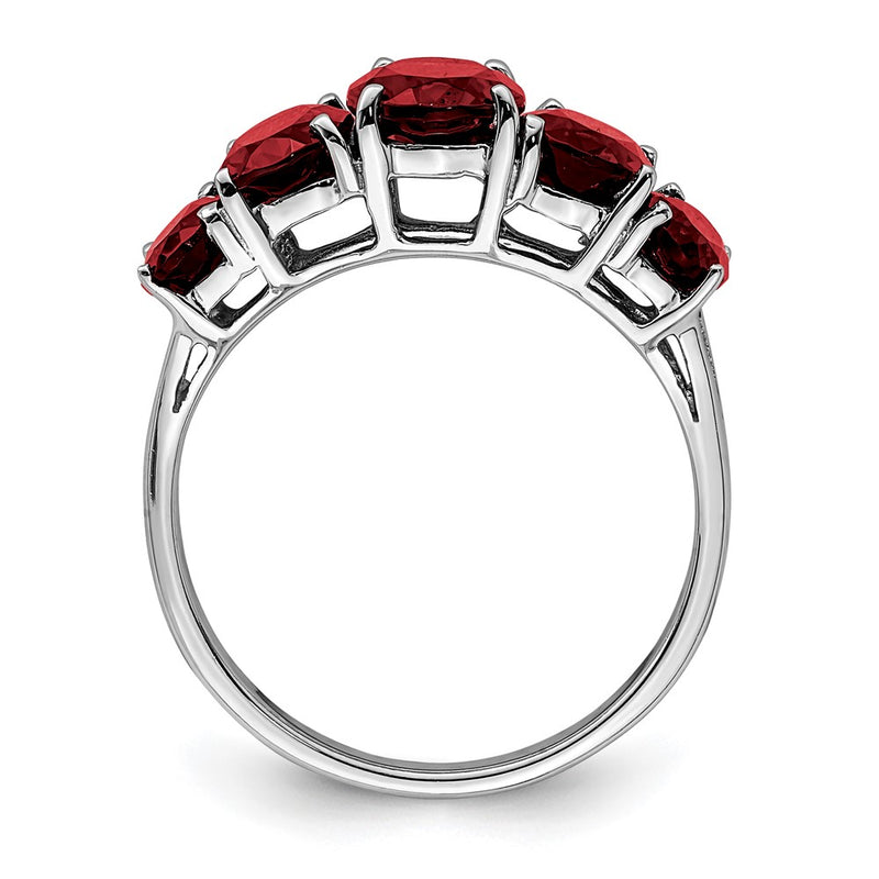 Sterling Silver Rhodium-Plated Garnet Ring