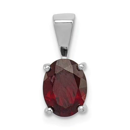 Sterling Silver Rhodium Garnet Pendant