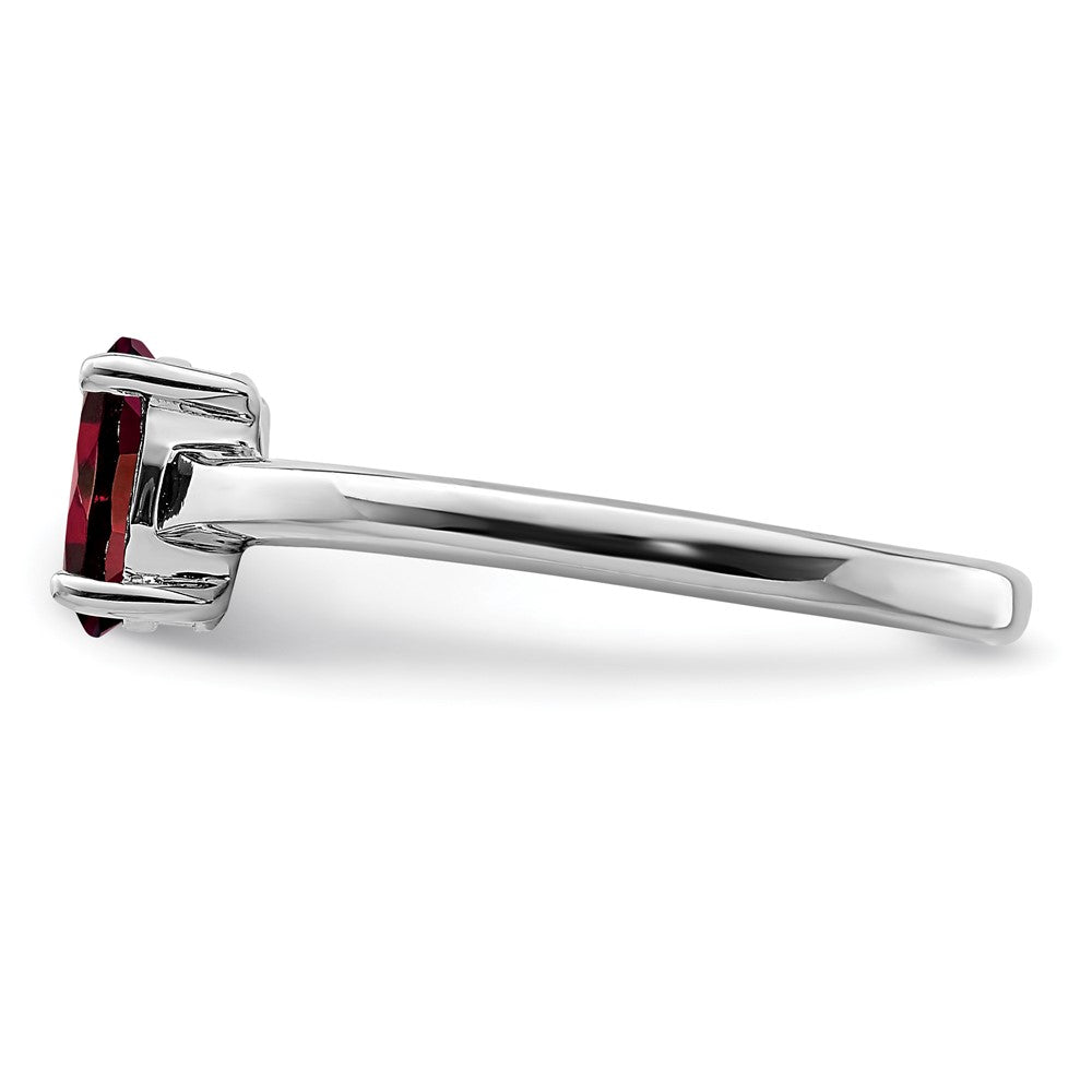 Sterling Silver Rhodium Garnet Ring