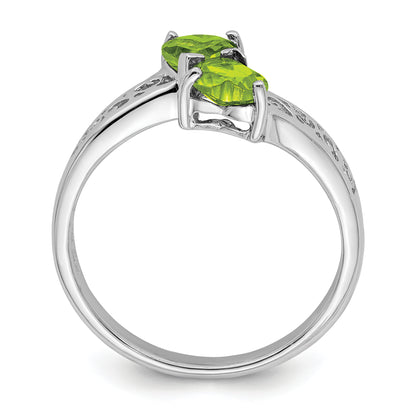 Sterling Silver Rhodium Peridot Heart Ring