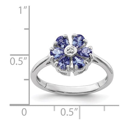 Sterling Silver Rhodium Tanzanite & Diam. Ring