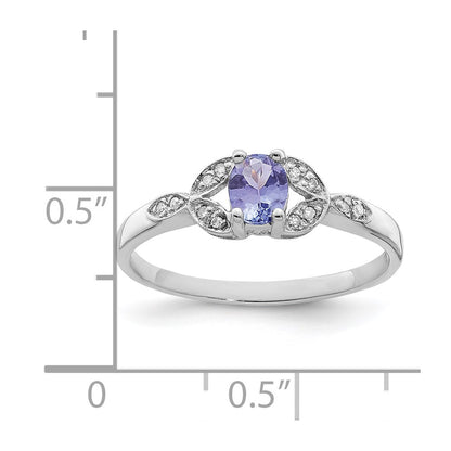 Sterling Silver Rhodium Tanzanite & Diam. Ring