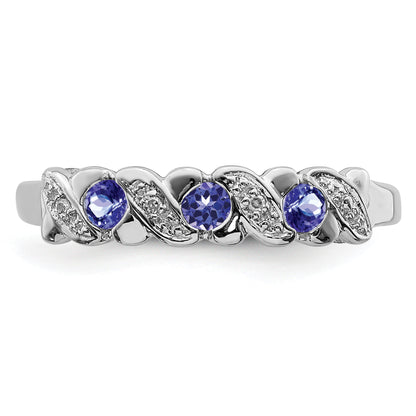 Sterling Silver Rhodium Tanzanite & Diam. Ring