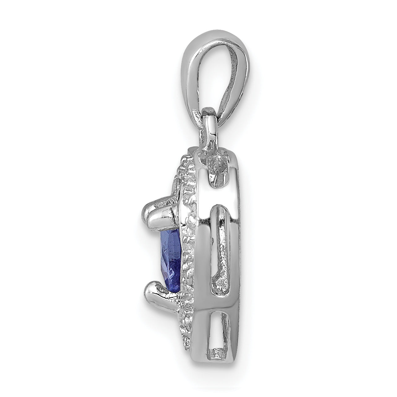 Sterling Silver Rhodium-Plated Tanzanite & Diamond Pendant