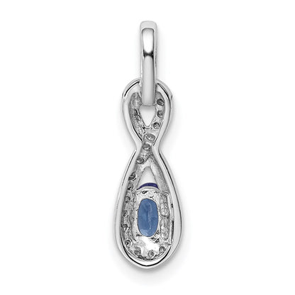Sterling Silver Rhodium-Plated Tanzanite & Diamond Pendant