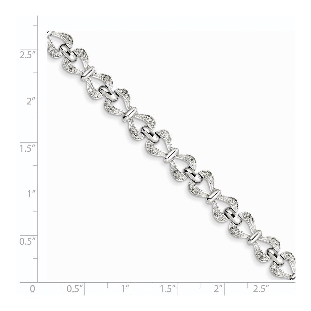 7 Inch Sterling Silver Rhodium-Plated Diam. Bracelet