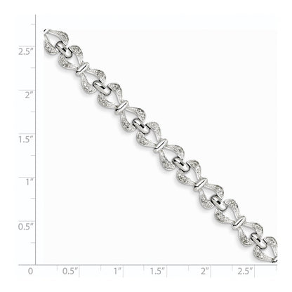 7 Inch Sterling Silver Rhodium-Plated Diam. Bracelet