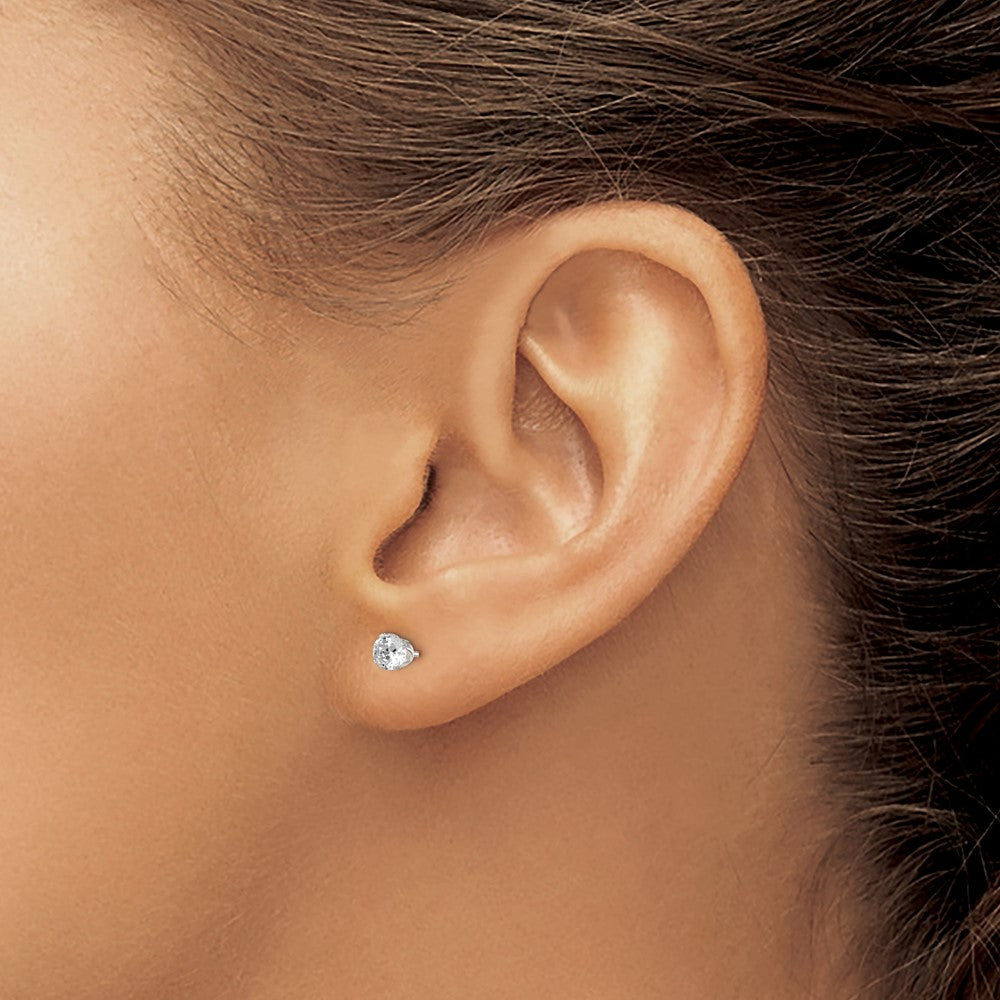 Sterling Silver 4mm Round Snap Set Cz Stud Earrings