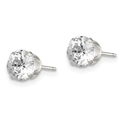 Sterling Silver 6mm Round Snap Set Cz Stud Earrings