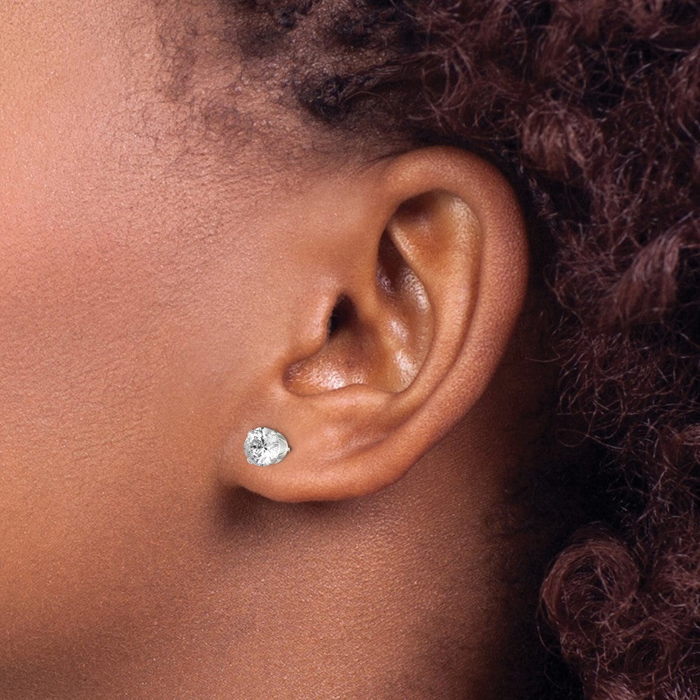 Sterling Silver 6mm Round Snap Set Cz Stud Earrings