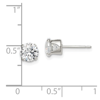 Sterling Silver 6mm Round Snap Set Cz Stud Earrings