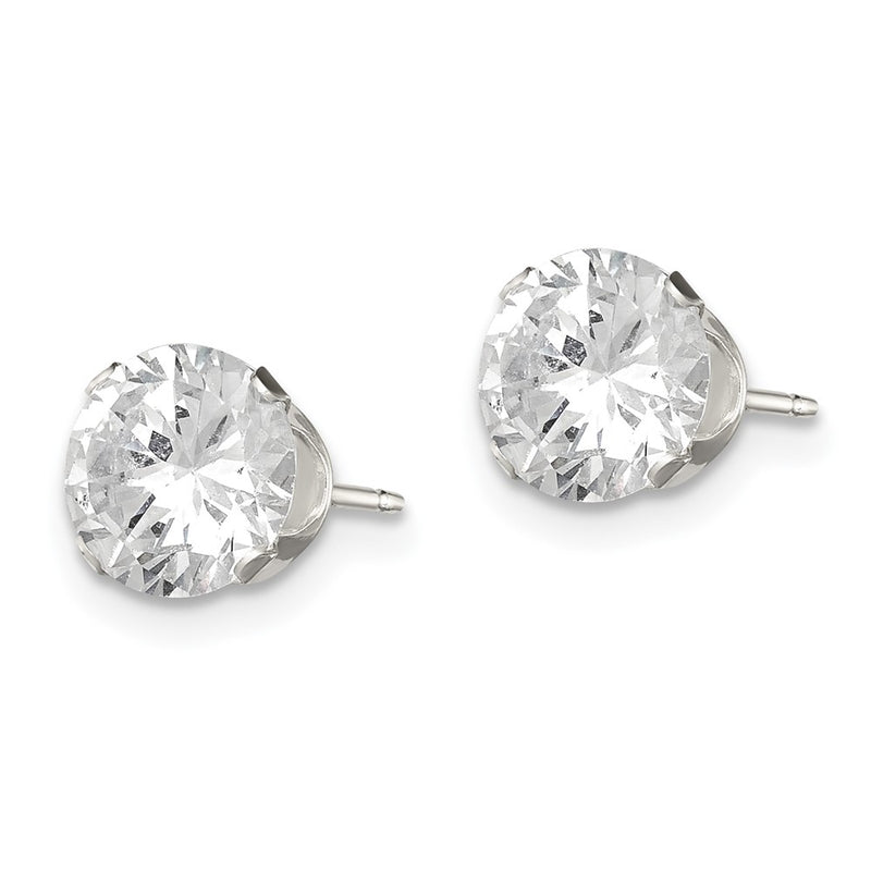 Sterling Silver 7mm Round Snap Set Cz Stud Earrings