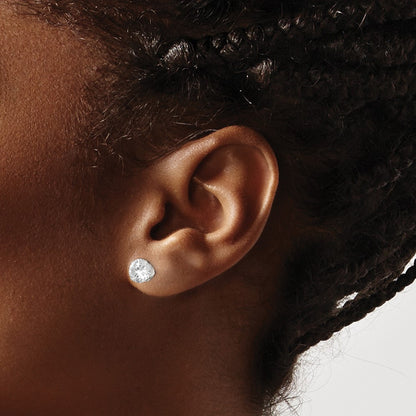 Sterling Silver 7mm Round Snap Set Cz Stud Earrings