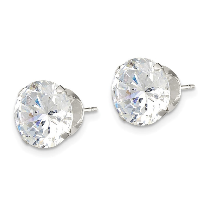 Sterling Silver 10mm Round Snap Set Cz Stud Earrings