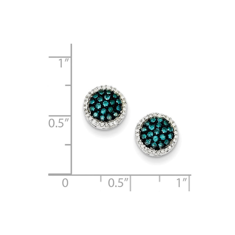 Sterling Silver Blue and White Diamond Earrings