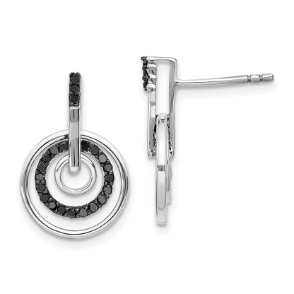 Sterling Silver White Night Rhodium-Plated Black Diamond Post Earrings