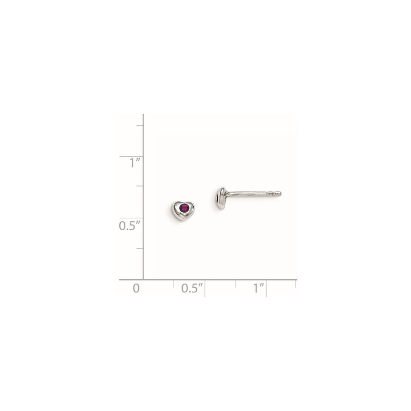Sterling Silver Madi K Rhodium-Plated Polished February Purple Preciosa Crystal Heart Children'S Post Earrings