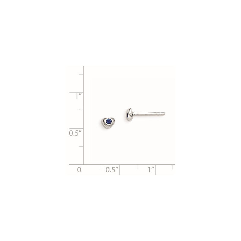 Sterling Silver Madi K Rhodium-Plated Polished September Blue Preciosa Crystal Heart Children'S Post Earrings