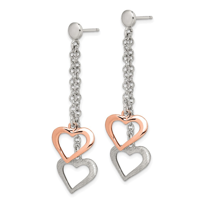 Sterling Silver Rose-Tone Polished And Textured Earrings