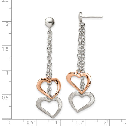 Sterling Silver Rose-Tone Polished And Textured Earrings