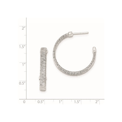 Sterling Silver Wrap Wire Hoop Post Earrings