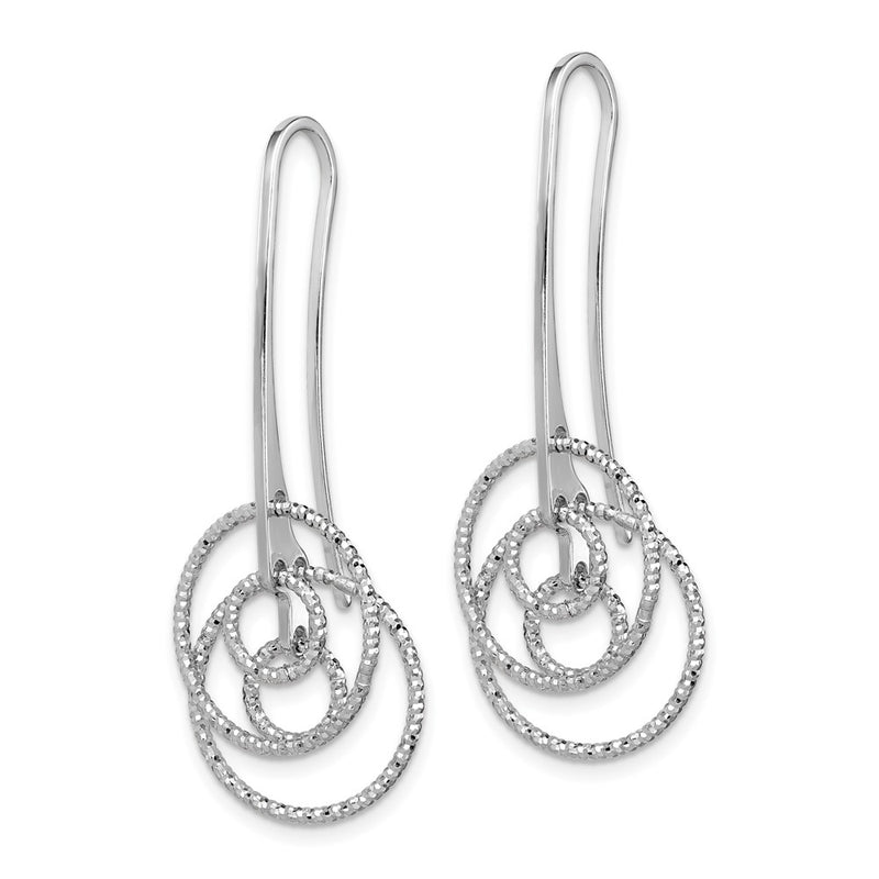 Sterling Silver Rhodium-Plated D/C Fancy Circles Dangle Earrings