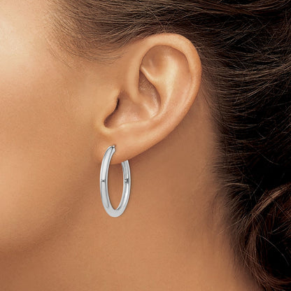 Sterling Silver Rhodium-Plated 3X30mm Endless Tube Hoop Earrings