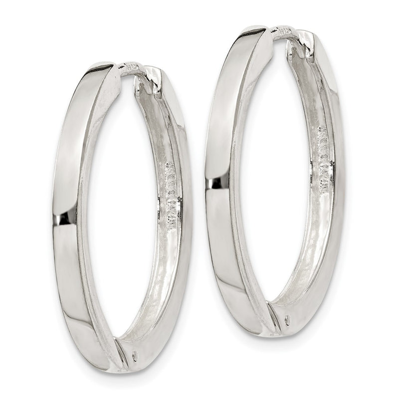 Sterling Silver 2.5X25mm Hinged Hoop Earrings