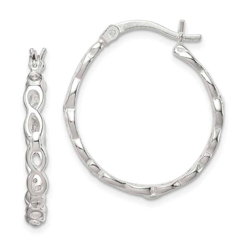 Sterling Silver Infinity Design Cz Hoop Earrings