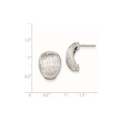 Sterling Silver Satin/Diamond-Cut Curved Post Earrings