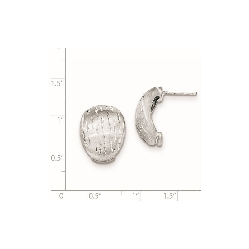 Sterling Silver Satin/Diamond-Cut Curved Post Earrings