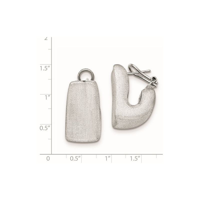 Sterling Silver Brushed Concave Hollow Omega Hoop Earring