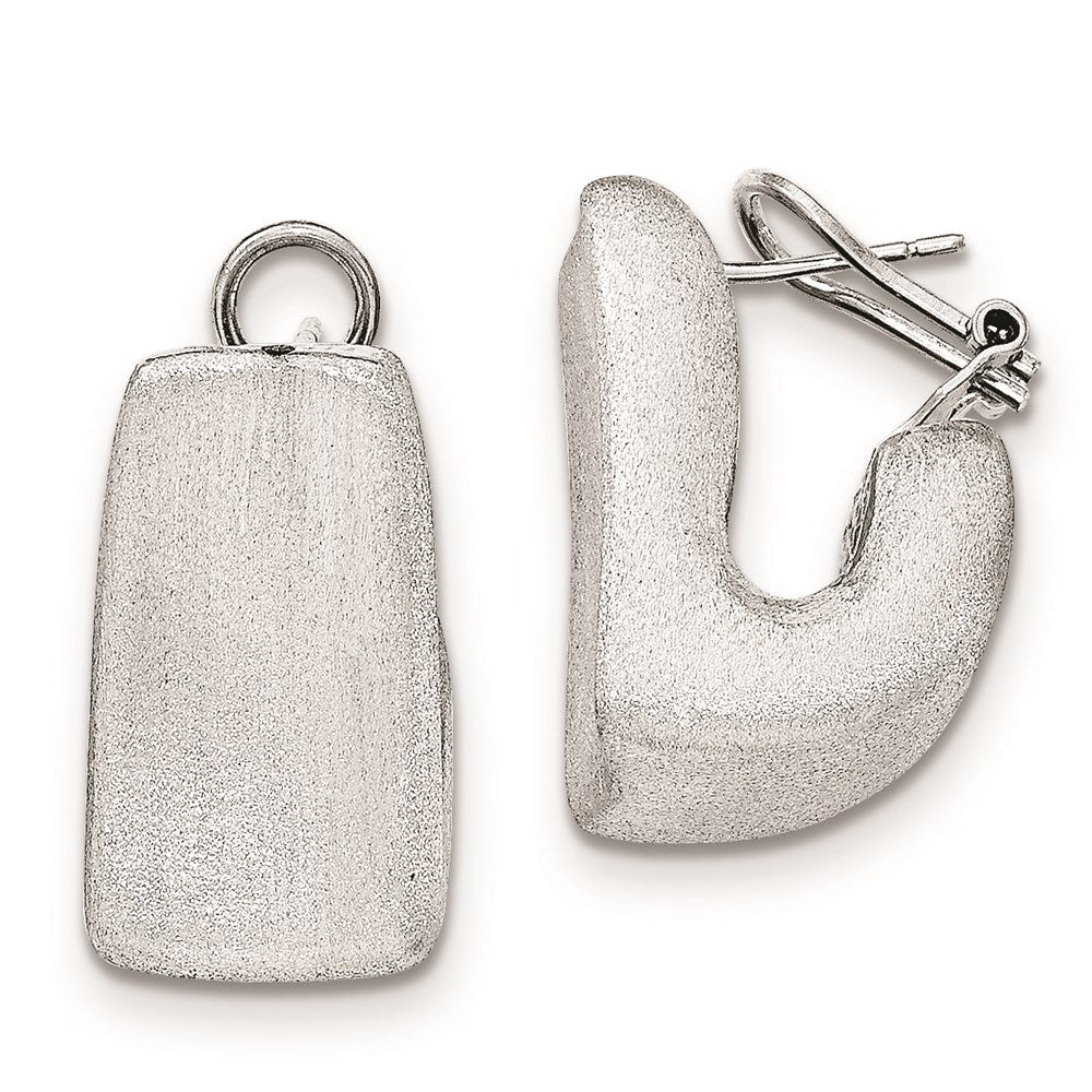 Sterling Silver Brushed Concave Hollow Omega Hoop Earring