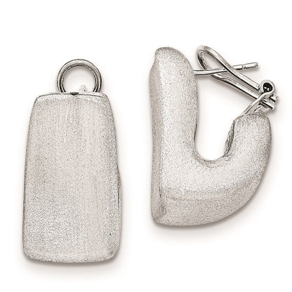 Sterling Silver Brushed Concave Hollow Omega Hoop Earring