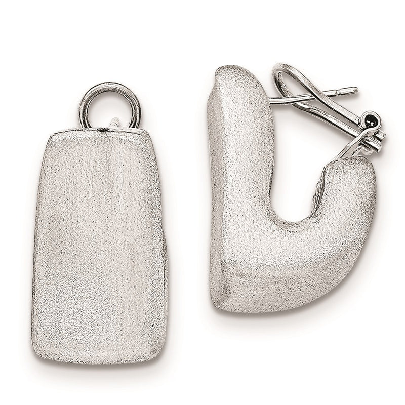 Sterling Silver Brushed Concave Hollow Omega Hoop Earring