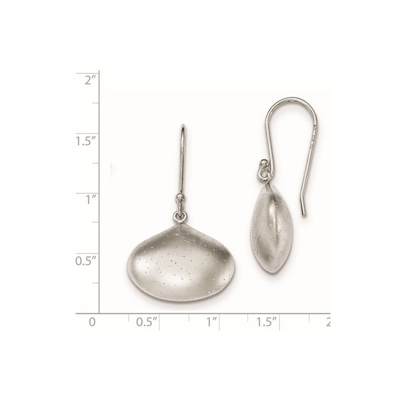 Sterling Silver Rhodium-Plated Sparkle-Cut Brushed Teardrop Earrings
