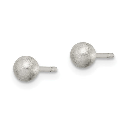 Sterling Silver Polished 4mm Laser-Cut Post Earrings