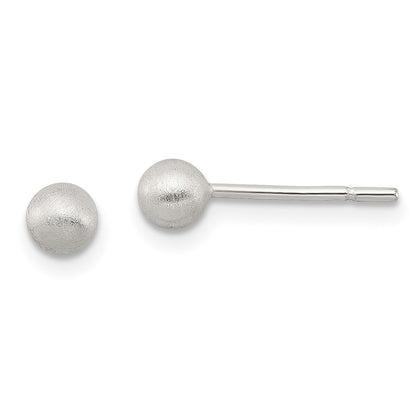 Sterling Silver Polished 4mm Laser-Cut Post Earrings