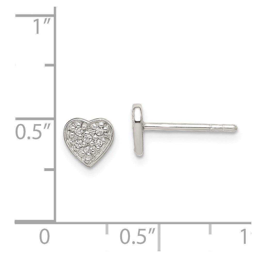 Sterling Silver Cz Heart Post Earrings