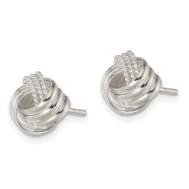 Sterling Silver Polished And Textured Knot Post Earrings