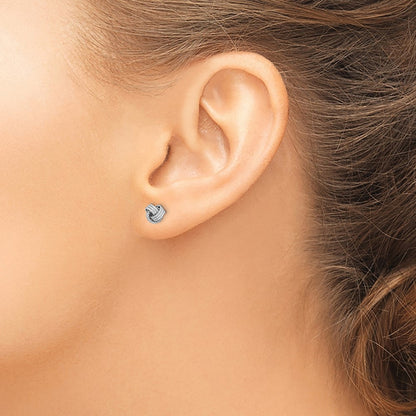 Sterling Silver Rhodium-Plated Triple Knot Rope Post Earrings