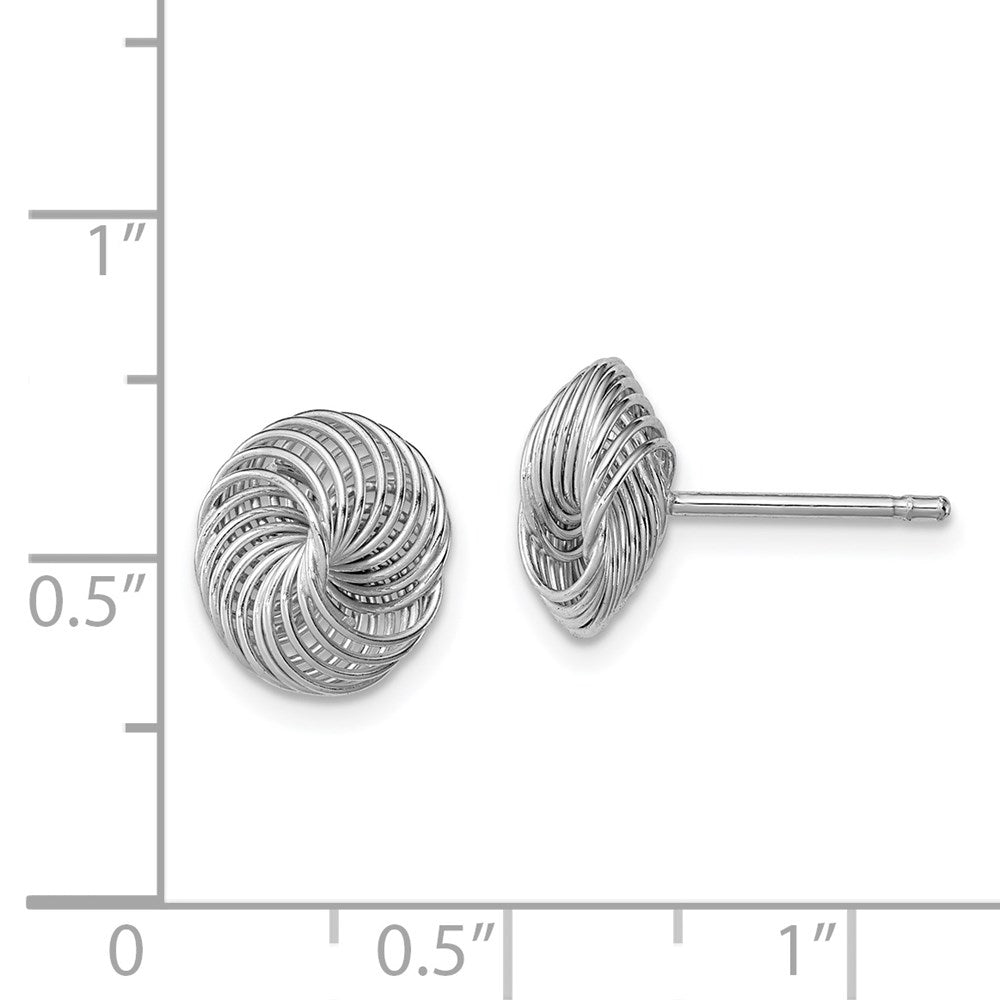 Sterling Silver Rhodium-Plated Polished Twisted Knot Post Earrings