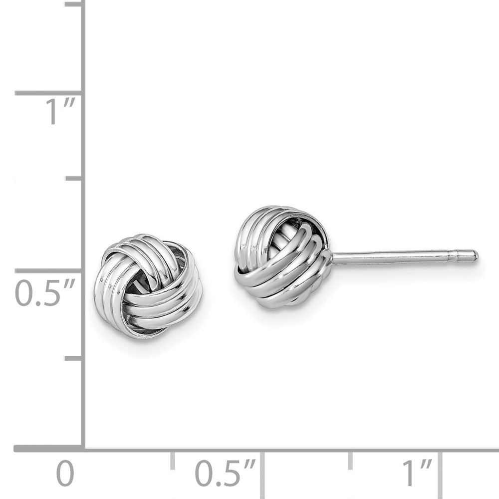 Sterling Silver Rhodium-Plated Triple Knot Post Earrings
