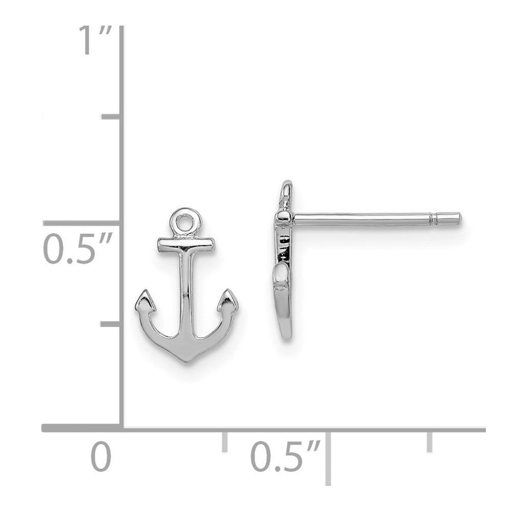 Sterling Silver Rhodium-Plated Polished Anchor Post Earrings