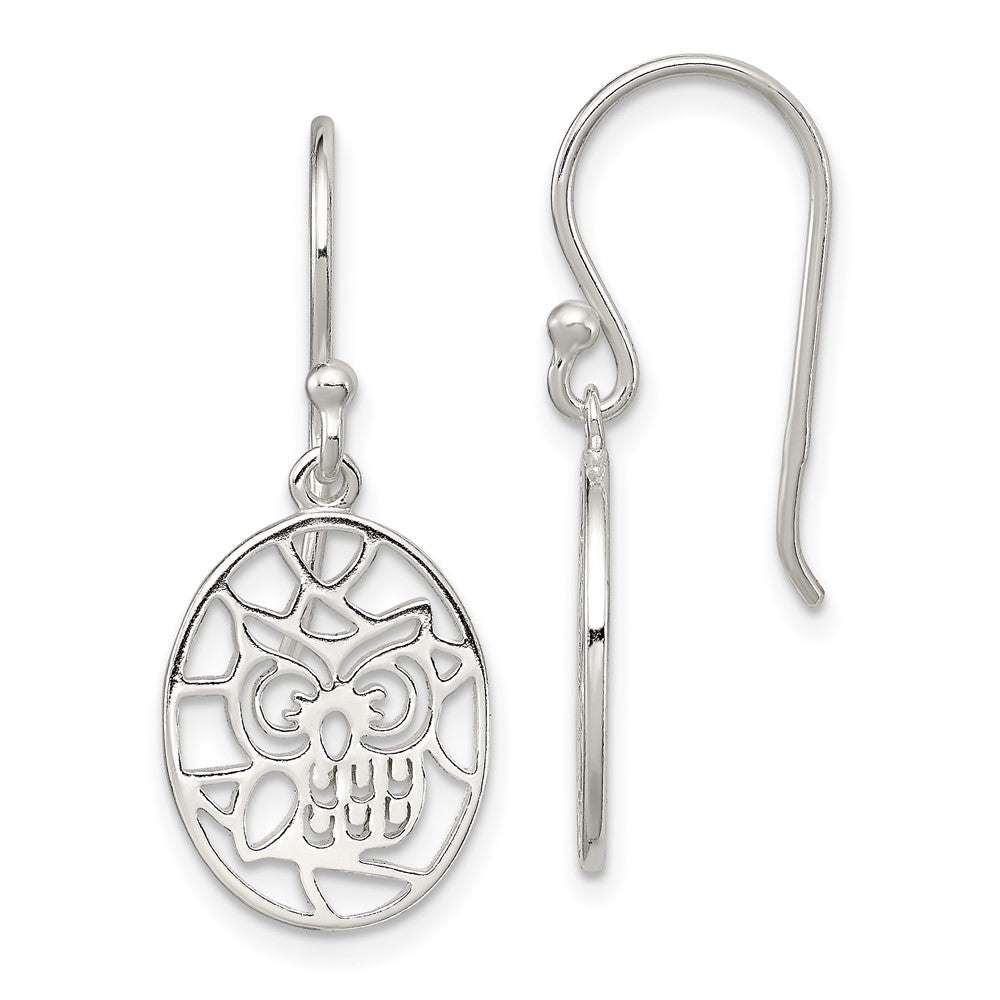 Sterling Silver Cut-Out Owl Shepherd Hook Earrings
