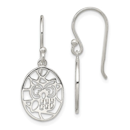 Sterling Silver Cut-Out Owl Shepherd Hook Earrings