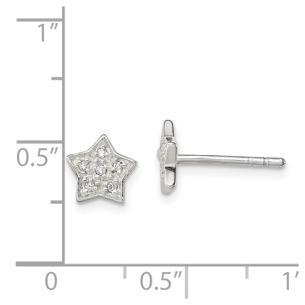 Sterling Silver Cz Star Post Earrings