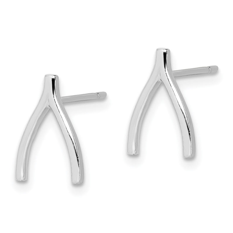 Sterling Silver Rhodium-Plated Wishbone Post Earrings